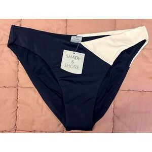 NEW Shade & Shore Women Navy Blue Colorblock Bikini Bottom Swimwear, Size L